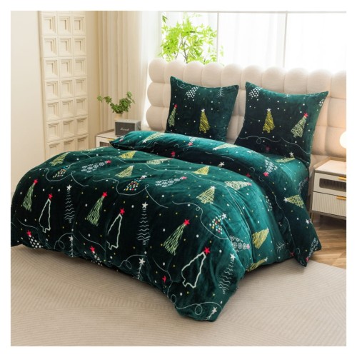 Pościel Świąteczna Mikrofibra 220x200 Świąteczne Choinki POLAR