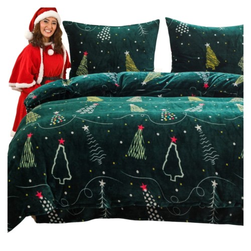 Pościel Świąteczna Mikrofibra 220x200 Świąteczne Choinki POLAR