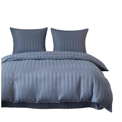 Pościel Z Lamówką 220x200 2x70x80 Silver Blue Adamaszkowa Pasy