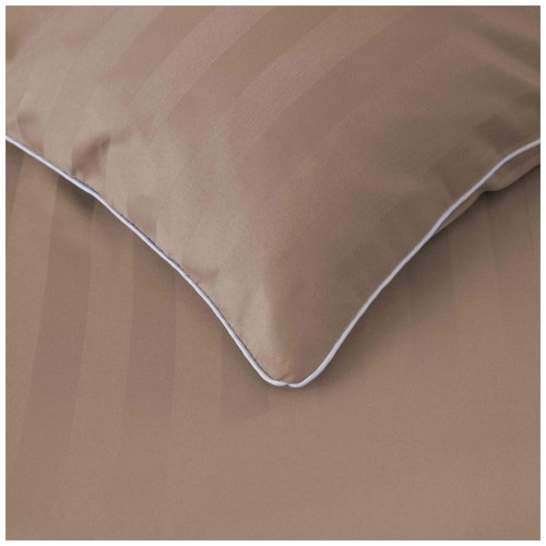 Pościel Z Lamówką 220x200 2x70x80 Beżowa Adamaszkowa Pasy