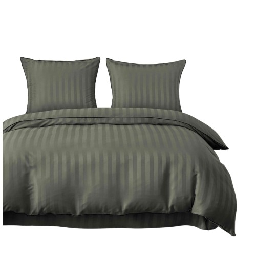 Pościel Z Lamówką 220x200 2x70x80 Oliwkowy Adamaszkowa Pasy