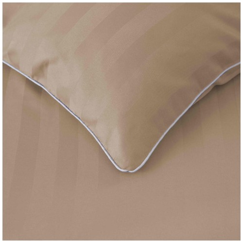 Pościel Z Lamówką 220x200 2x70x80 Cappuccino Adamaszkowa Pasy