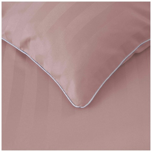 Pościel Z Lamówką 220x200 2x70x80 Pudrowy Róż Adamaszkowa Pasy