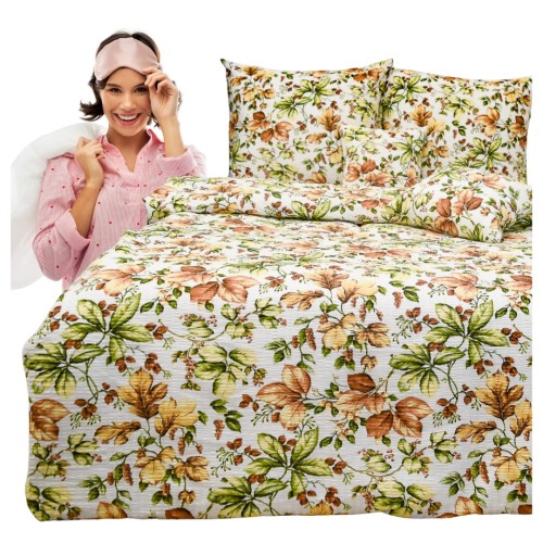 Komplet Pościeli Kora 160x200 2x70/80 Powiew Jesieni Biel