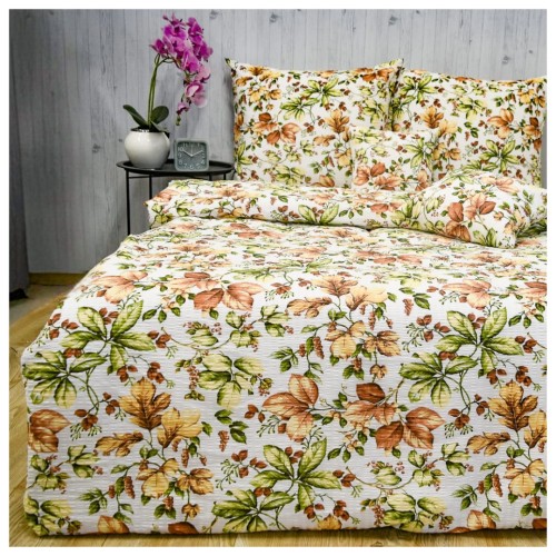 Komplet Pościeli Kora 160x200 2x70/80 Powiew Jesieni Biel