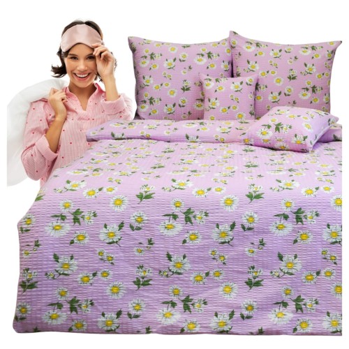 Komplet Pościeli Kora 160x200 2x70/80 Rumianki Róż