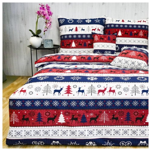 Komplet Pościeli Świątecznej Kora 140x200 1x70/80 Renifer Sweterek