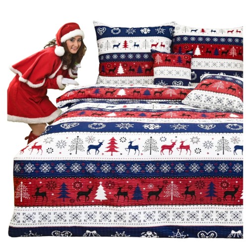 Komplet Pościeli Świątecznej Kora 140x200 1x70/80 Renifer Sweterek