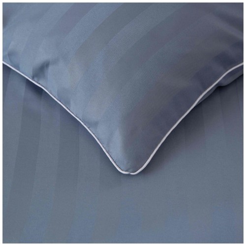 Pościel Z Lamówką 160x200 2x70x80 Silver Blue Adamaszkowa Pasy