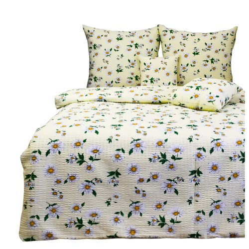 Komplet Pościeli Kora 160x200 2x70/80 Rumianki Krem