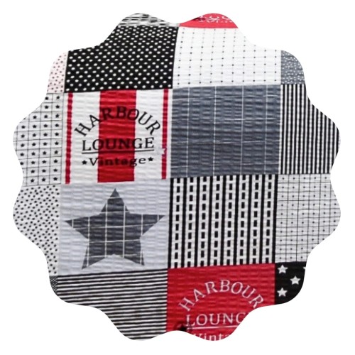 Komplet Pościeli Kora 140x200 2x70/80 Patchwork Czerwony z Gwiazdą
