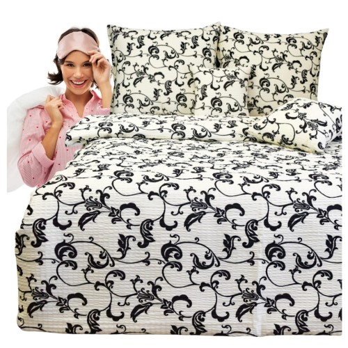 Komplet Pościeli Kora 140x200 2x70/80 Bluszcz Krem
