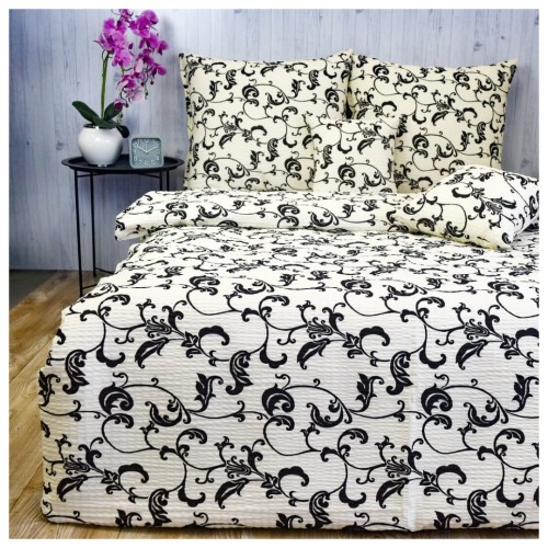 Komplet Pościeli Kora 140x200 2x70/80 Bluszcz Krem