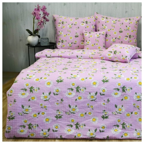 Komplet Pościeli Kora 140x200 2x70/80 Rumianki Róż