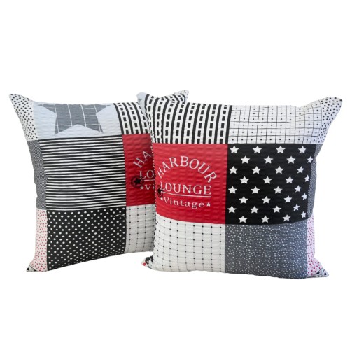 Poszewka 40x40 Kora JAŚ Patchwork Czerwony z Gwiazdą