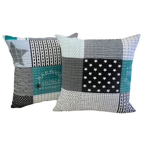 Poszewka 40x40 Kora JAŚ Patchwork Zielony z Gwiazdą