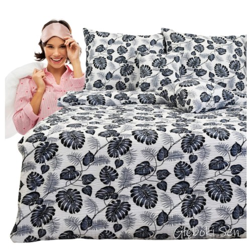 Komplet Pościeli Kora 160x200 2x70/80 Liście Palm Szare
