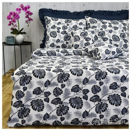 Komplet Pościeli Kora 160x200 2x70/80 Liście Palm Szare
