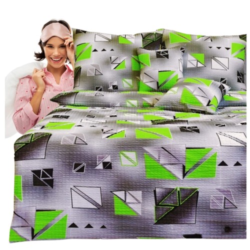 Komplet Pościeli Kora 160x200 2x70/80 Szkiełka Zielone