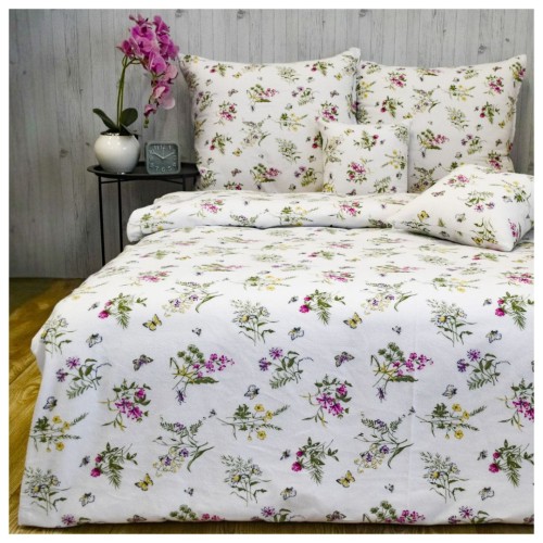 Komplet Pościeli Flanelowej 160x200 2x70/80 Polne Kwiaty