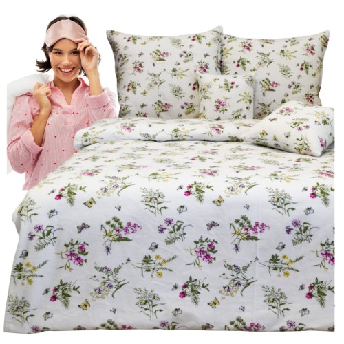 Komplet Pościeli Flanelowej 160x200 2x70/80 Polne Kwiaty