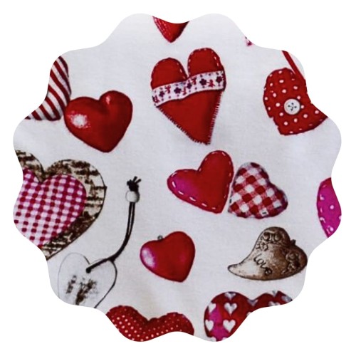 Komplet Pościeli Flanelowej 140x200 2x70/80 Serca Guziki Na Białym