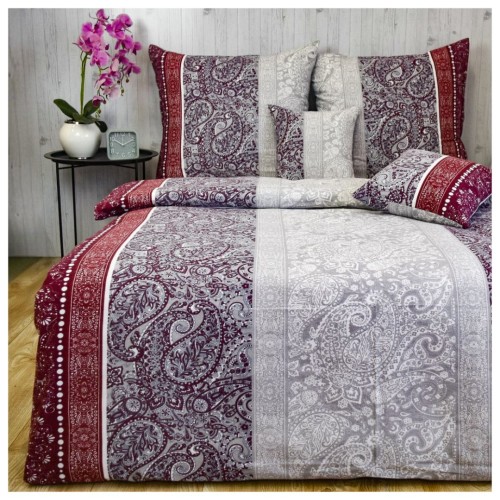 Komplet Pościeli Flanelowej 140x200 1x70/80 Wycinanka Bordo