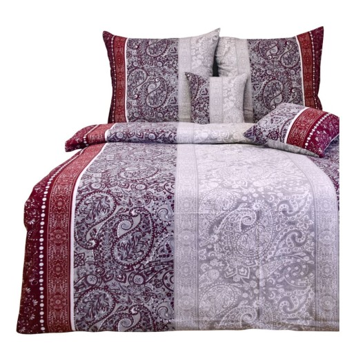 Komplet Pościeli Flanelowej 140x200 1x70/80 Wycinanka Bordo