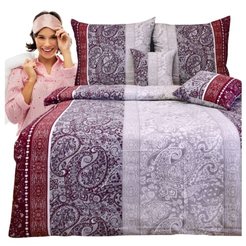 Komplet Pościeli Flanelowej 140x200 1x70/80 Wycinanka Bordo