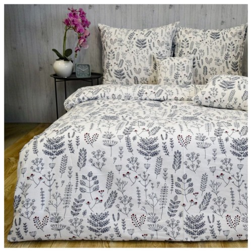 Komplet Pościeli Flanelowej 160x200 2x70/80 Gałązki Babciowy Chaber