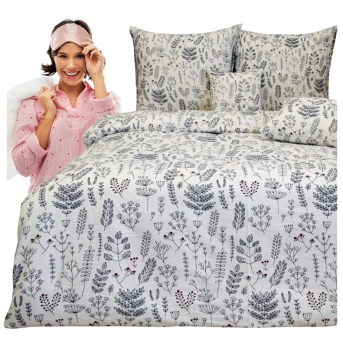 Komplet Pościeli Flanelowej 160x200 2x70/80 Gałązki Babciowy Chaber