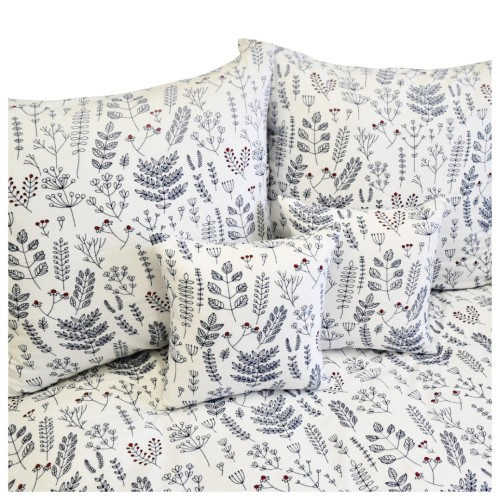 Komplet Pościeli Flanelowej 160x200 2x70/80 Gałązki Babciowy Chaber
