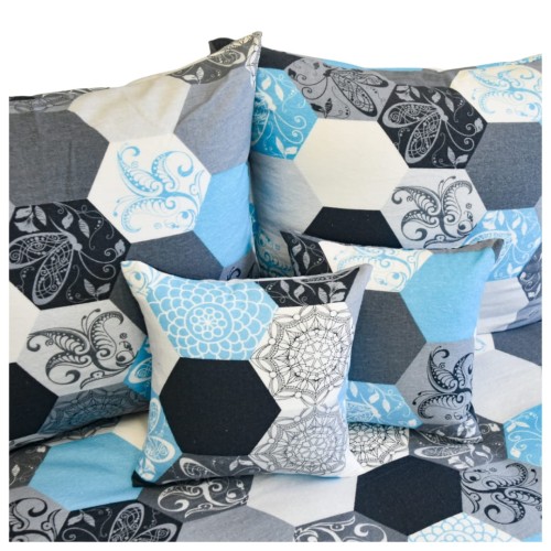 Komplet Pościeli Flanelowej 140x200 1x70/80 Plastry Miodu Niebieskie