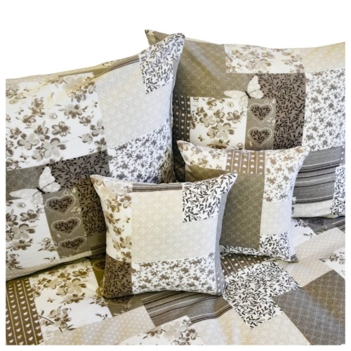 Komplet Pościeli Flanelowej 140x200 1x70/80 Patchwork Z Motylem Beż