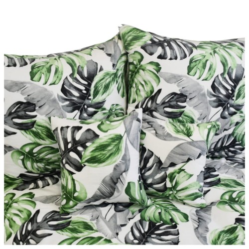 Komplet Pościeli Flanelowej 160x200 Liście Monstery Na Białym