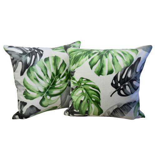 Poszewka 40x40 Flanelowa JAŚ Liście Monstery Na Białym