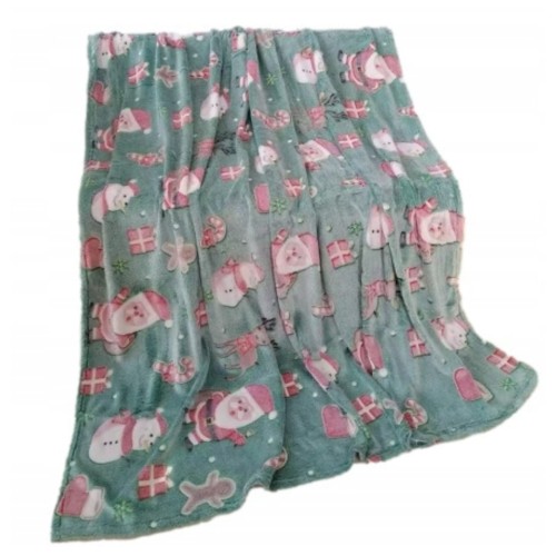 Koc Świąteczny Świecący  W Ciemności 150x200 Dziecięcy Mikołaje