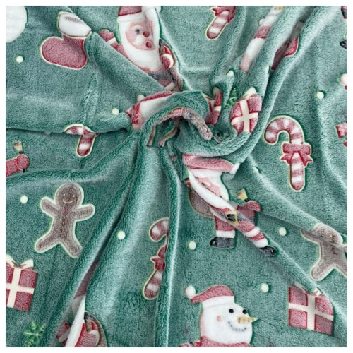 Koc Świąteczny Świecący  W Ciemności 150x200 Dziecięcy Mikołaje