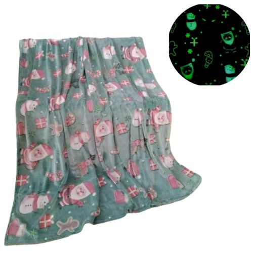 Koc Świąteczny Świecący  W Ciemności 150x200 Dziecięcy Mikołaje