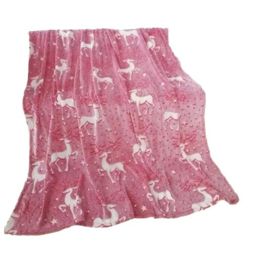 Koc Świąteczny Świecący  W Ciemności 150x200 Dziecięcy Renifery