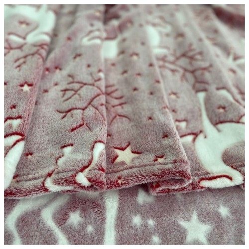 Koc Świąteczny Świecący  W Ciemności 150x200 Dziecięcy Renifery