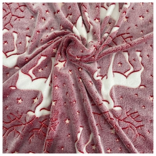 Koc Świąteczny Świecący  W Ciemności 150x200 Dziecięcy Renifery