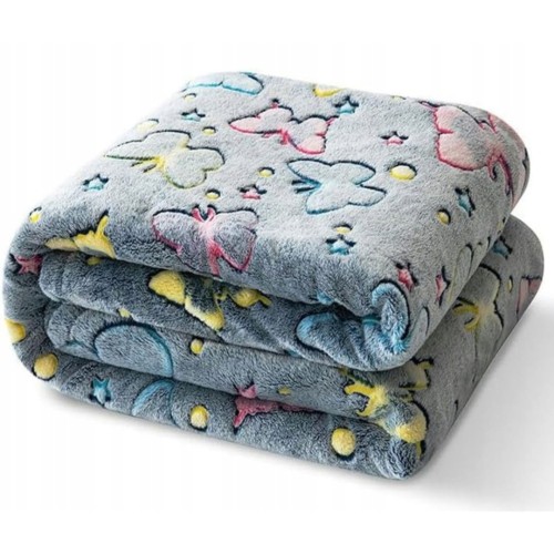 Koc Świecący  W Ciemności 150x200 Dziecięcy Motylki