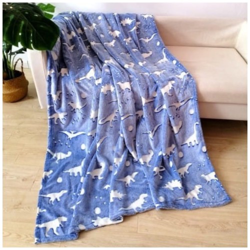 Koc Świecący  W Ciemności 150x200 Dziecięcy Dinozaury