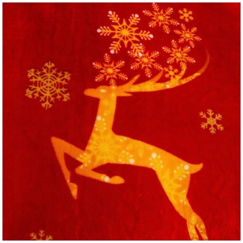 Koc Świąteczny 160x200 Mikrofibra Złoty Renifer