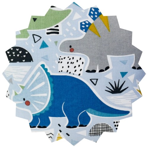 Poszewka Dziecięca 40x40 Bawełniana JAŚ Dinozaury Niebieskie