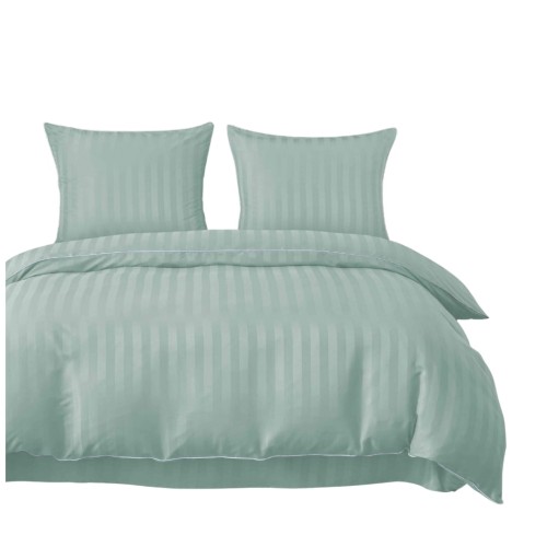 Pościel Z Lamówką 140x200 1x70x80 Miętowa Adamaszkowa Pasy