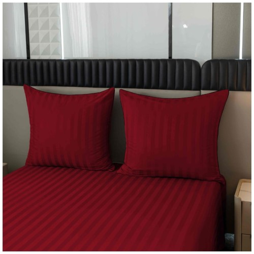 Pościel Z Lamówką 140x200 1x70x80 Czerwona Adamaszkowa Pasy