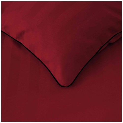 Pościel Z Lamówką 140x200 1x70x80 Czerwona Adamaszkowa Pasy