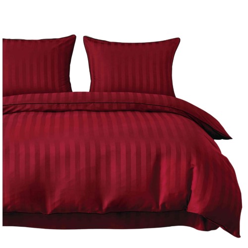 Pościel Z Lamówką 140x200 1x70x80 Czerwona Adamaszkowa Pasy